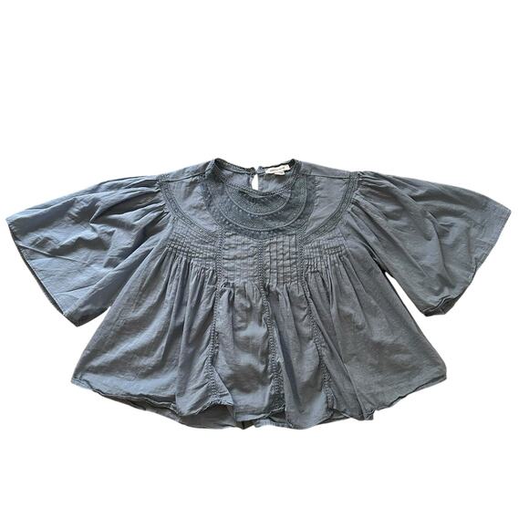 Rebecca Taylor blue short sleeve embroidered peasant top size S - Picture 11 of 11